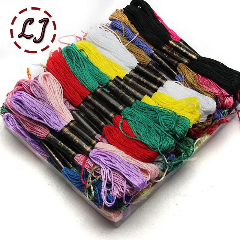 Лидер продаж 100 шт./лот ярд 50 разных цветов нитки для вышивки крестиком мотки CXC