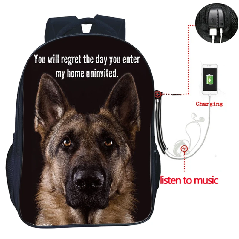 Рюкзак для немецкой овчарки с изображением животных и собак usb рюкзак зарядки