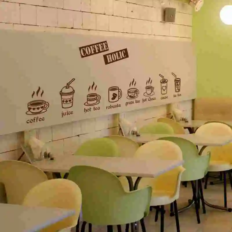 Кофе Стикеры Еда наклейка Cafe плакат винил Книги по искусству Наклейки на стены
