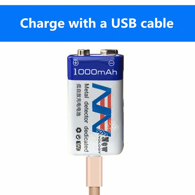 Литий ионный аккумулятор 9 В 1000 мАч USB Перезаряжаемый Аккумулятор для обнаружения