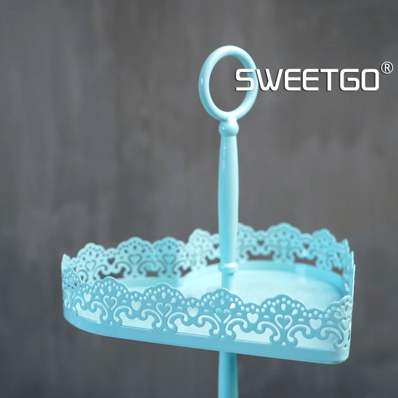 Синие двухуровневые подставки для тортов свадебные принадлежности домашней
