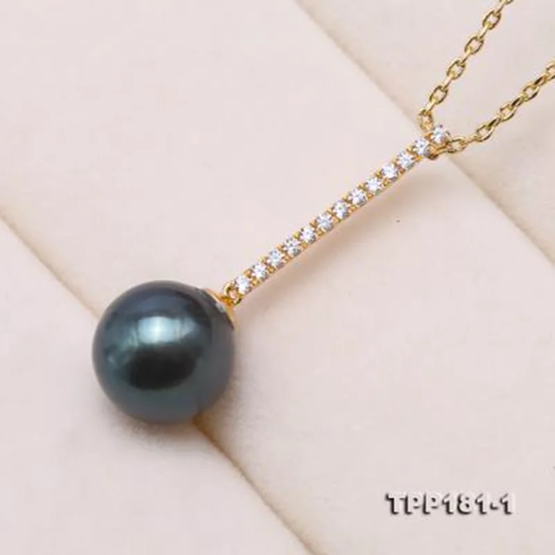 JYX Tahiti Pearl Necklace Women beautiful 14K Gold 9.5mm Black Tahitian Pendant 18&quot | Украшения и аксессуары