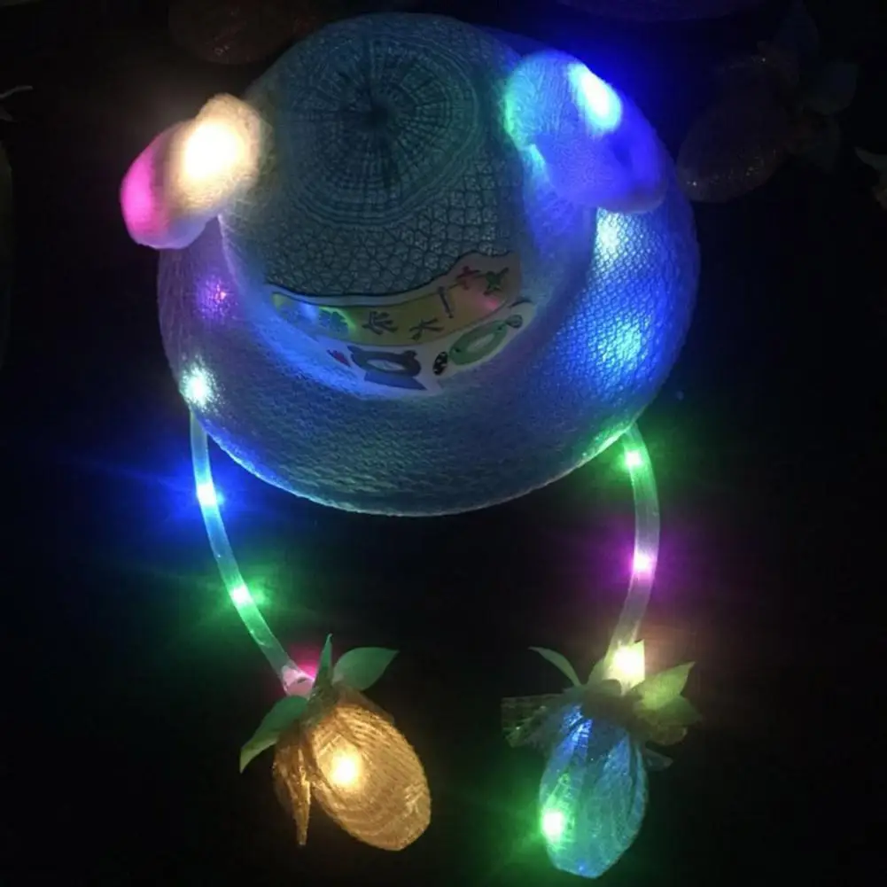 Санвуд милые двигающиеся заячьи ушки дети LED освещение соломенная шляпа подушка