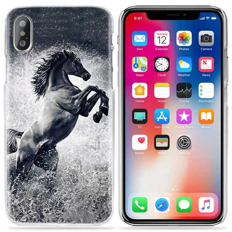 Чехол для iPhone XS Max XR X 10 7 7 S 8 6 6 S Plus 5s SE 5 4s 4 5C прозрачный ПК твердый пластиковый чехол Capa чехол для телефона Coque Horse Animal