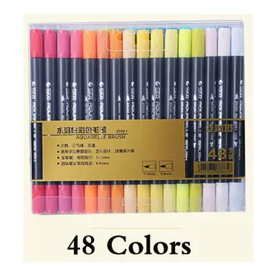 48 colors 12/24/36/48/80 Цвета двойной художественный растворимые Цвет маркер для рисования набор кистей для рисования дизайн обучения Краски арт маркировки расходные материалы - Цвет: 48 colors