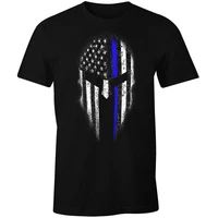 thin blue line american spartan helmet usa flag patriotic t shirt