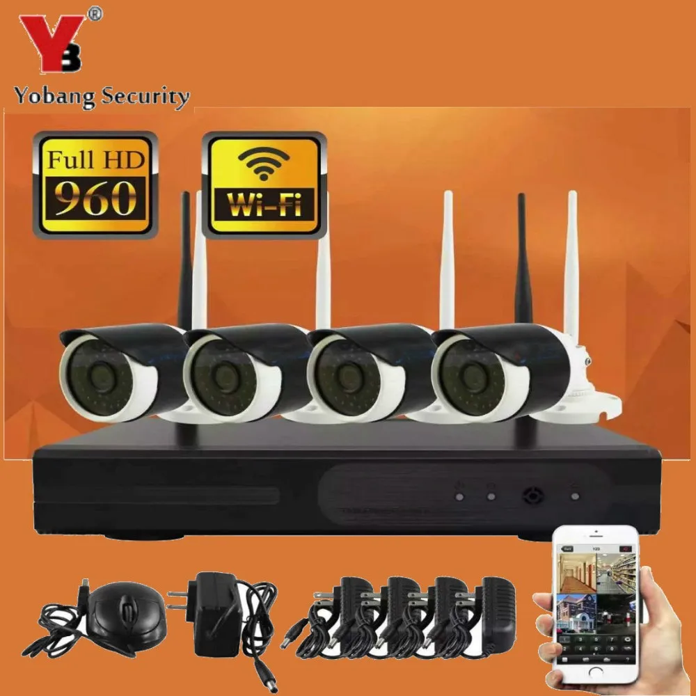 YobangSecurity WI FI NVR комплект plug & play 960 P P2P IP 1.3MP Беспроводной Камера ночного видения 4CH