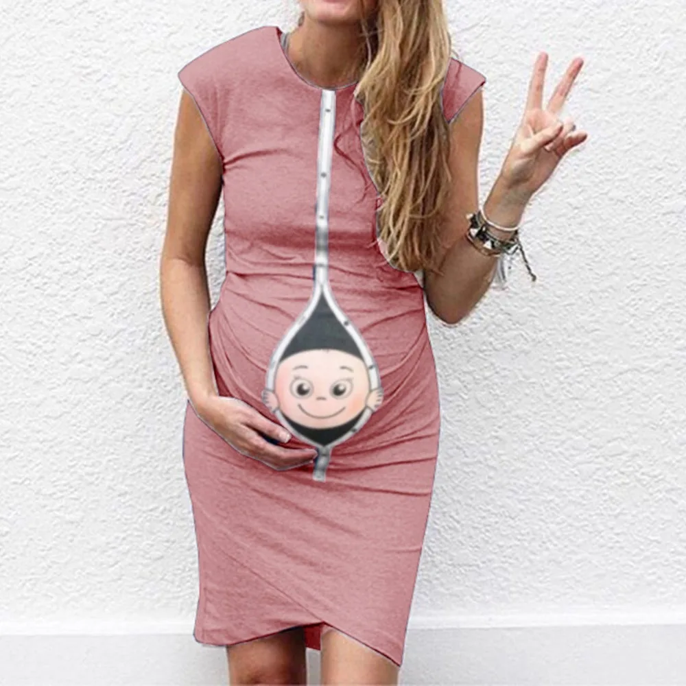 Vetement Femme 2019 Одежда для беременных Хлопковое платье платья с коротким рукавом