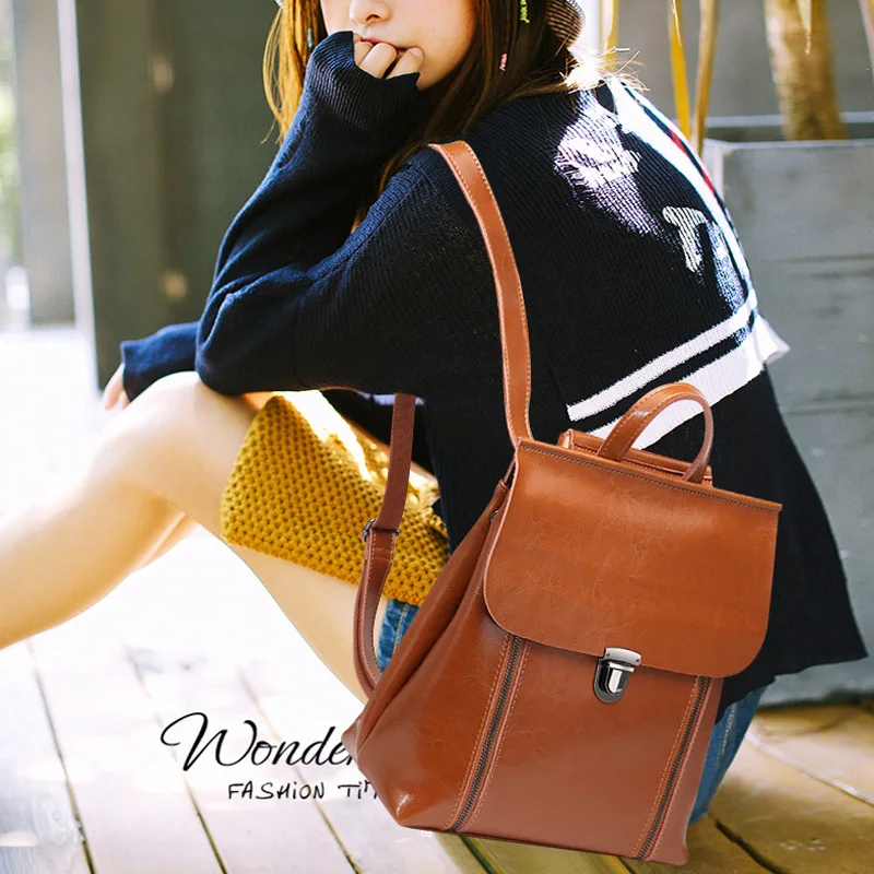 Zency повседневный рюкзак из натуральной кожи, модные коричневые дорожные сумки в консервативном стиле, школьная сумка для студентов, большая вместительность, черный цвет