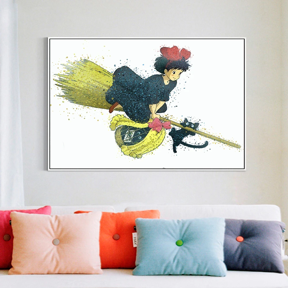 

Hot Sell Original Watercolor Hayao Miyazaki Movie Modern Home Wall Decor Painting Canvas Printing Art HD Print Painting