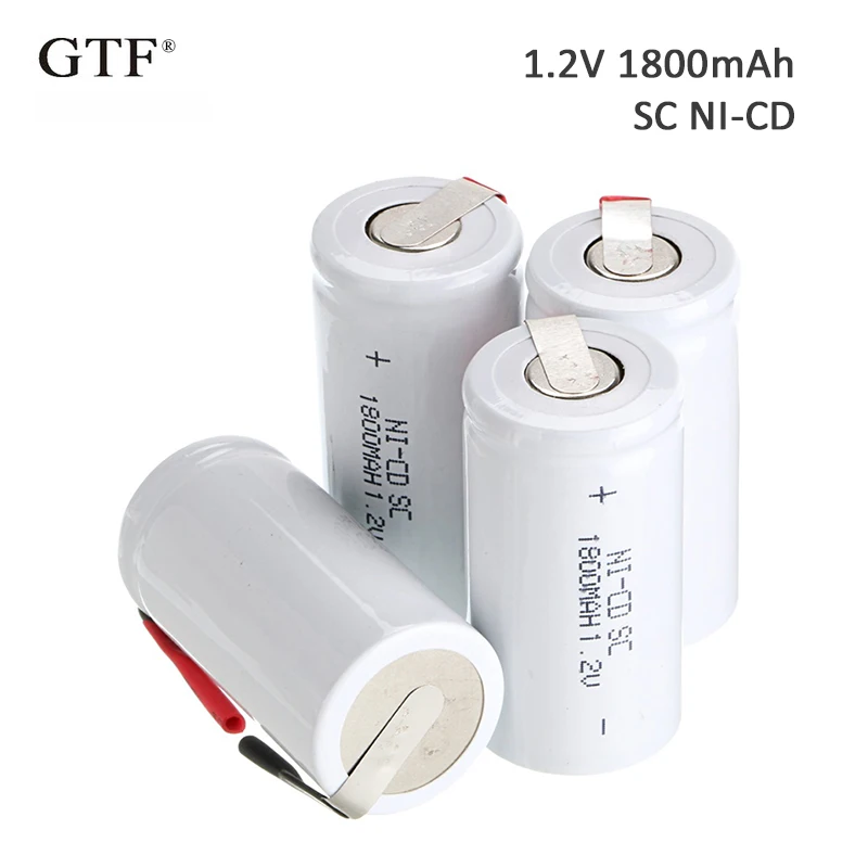 4 шт 1 2 V 1800 мА/ч SC Батарея Ni Cd Перезаряжаемые светодиодный фонарик фонарь