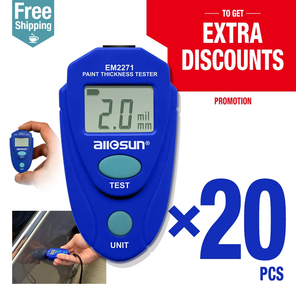 20 шт./лот цифровой измеритель толщины покрытия автомобиля краски EM2271 all sun|painting