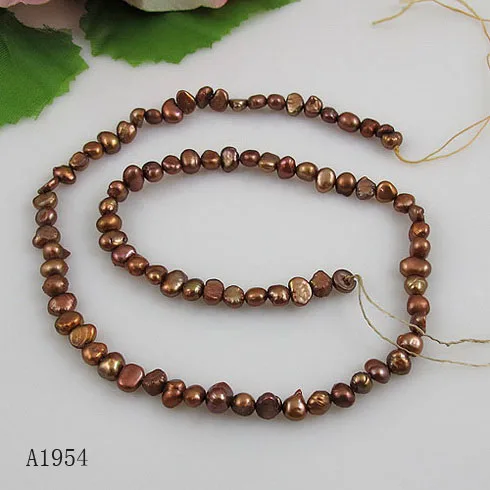 

DIY Loose Pearl Jewellery,Tinny AA 3-5MM Baroque Coffee Color Natural Freshwater Pearl Loose Beads,One Full Strand