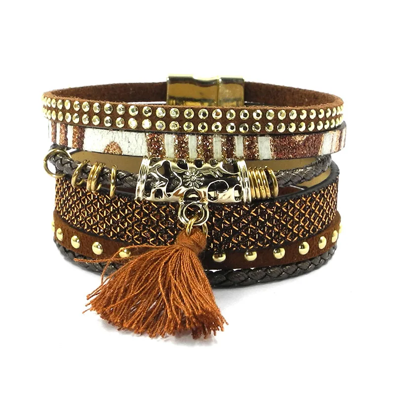 Кожаный браслет WELLMORE 4 цвета браслеты шармы для женщин украшения оптовая