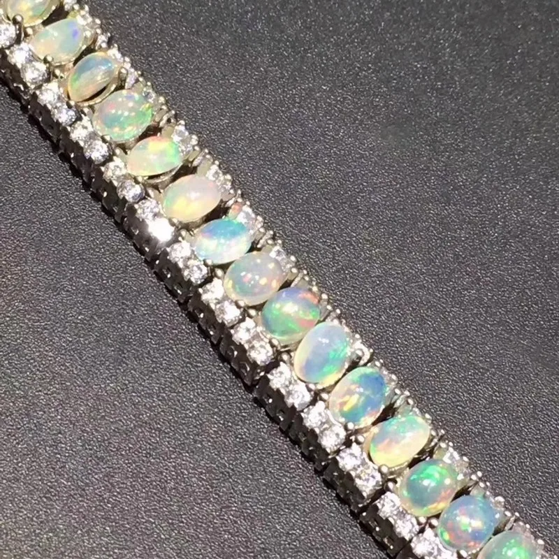 Женский браслет с опаловым покрытием Fidelity из серебра s925 пробы 3*4 мм|fine jewelry|gift