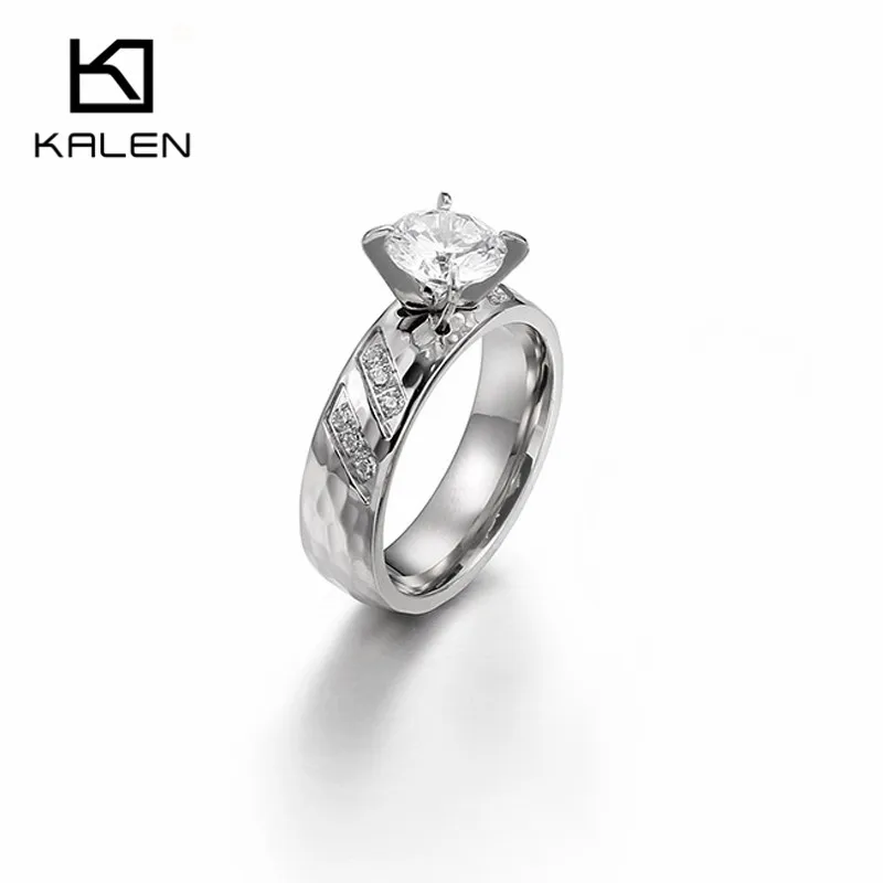 KR41986-AD Kalen, новинка, золотые кольца для пар, для женщин, нержавеющая сталь и стразы, обручальное, обручальное кольцо, модные дешевые аксессуары для влюбленных - Цвет основного камня: KR41986-AD
