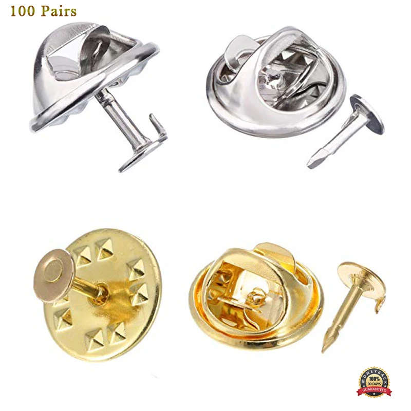 100Pairs Butterfly Clutch Tie Tacks Pin Back Replacement with Blank Pins for Craft Making Backs | Дом и сад