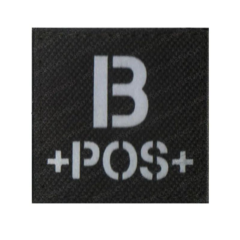 Тип крови инфракрасный в темноте патч A+ B+ O+ AB+ POS положительный ИК патч обратный CP военный боевой патч значок с петлей