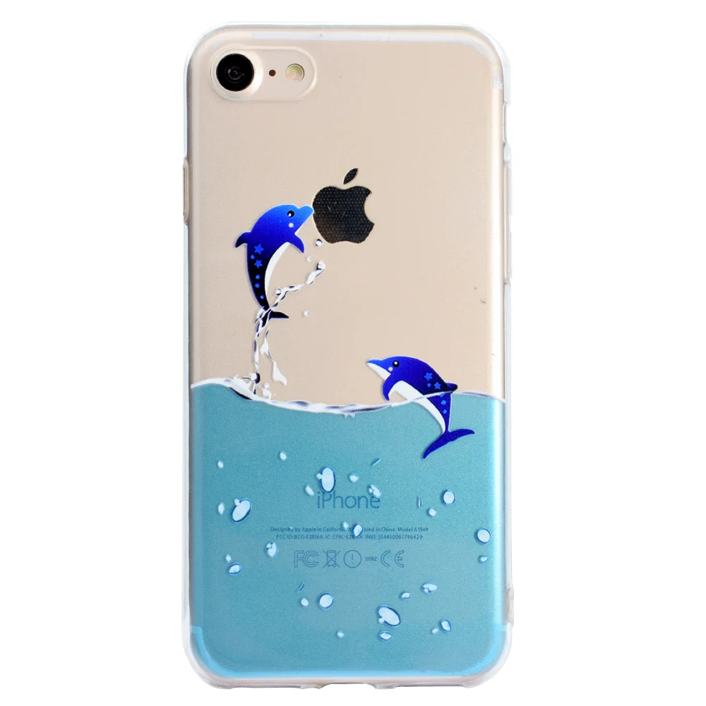 Модный чехол с милым Фламинго дельфином слоном жирафом для iphone 6s plus прозрачный
