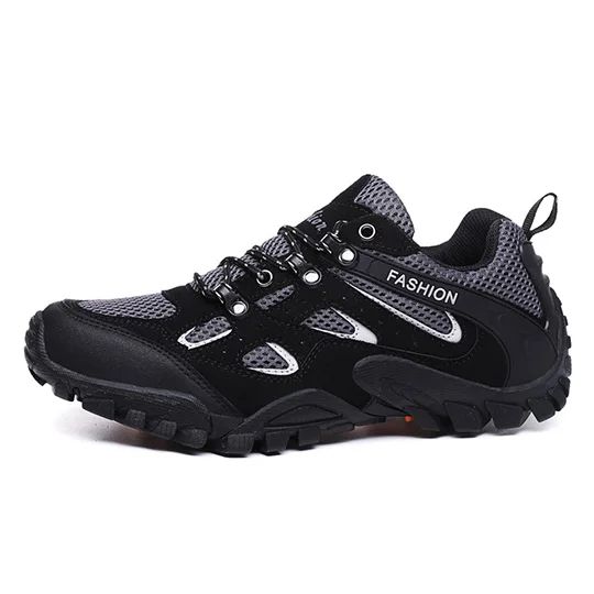 black Новинка; мужские удобные кроссовки; водонепроницаемая обувь; походная обувь; кожаные кроссовки; мужские походные ботинки; нескользящая спортивная обувь для улицы - Цвет: black