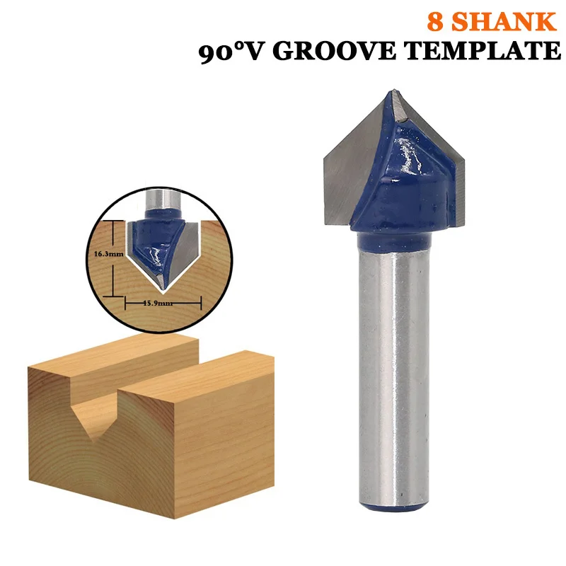 1 шт. 8 &quotхвостовик 90 градусов V Groove шаблон канавка фреза 5/8''|groove router bit|v groove