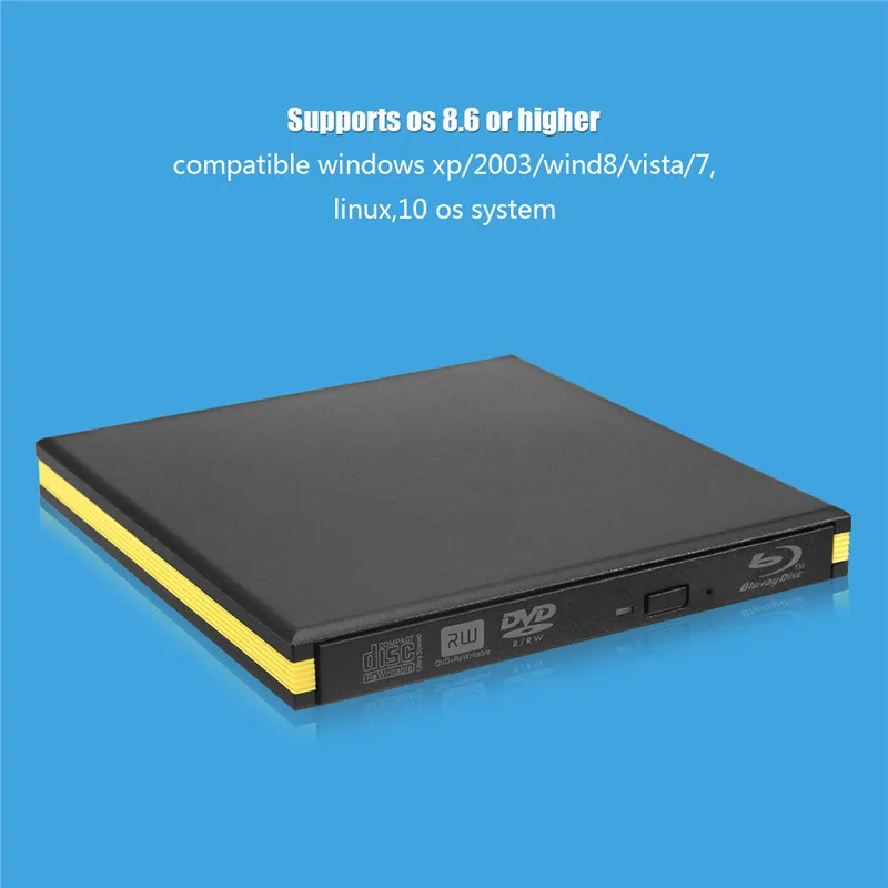 KuWFi USB 3 0 Blu-Ray привод горелки Внешний DVD рекордер писатель BD-RE +/-RW DVD-RAM 3D плеер для
