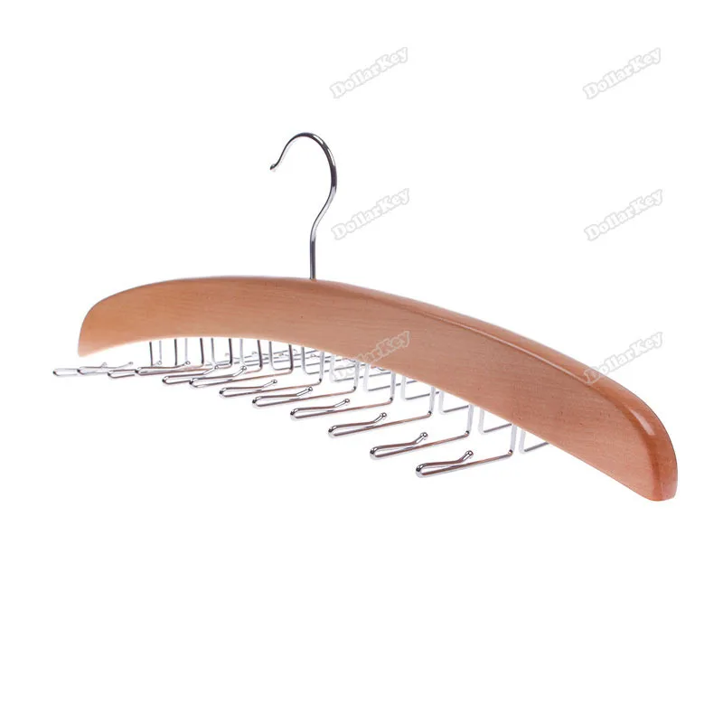 dollarkey Economic benefit 24 Tie Hanger Hardwood Clost Clothing Accessory Hanging Necktie Belt Organizer rising stars |