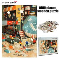 momemo cartoon painting jigsaw puzzle 1000 pieces adult wooden puzzle decompression puzzles game for children educational toys