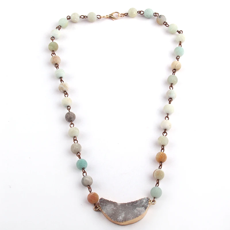 MOODPC модное богемное этническое ювелирное изделие Амазонит Розария цепь Druzy Moon