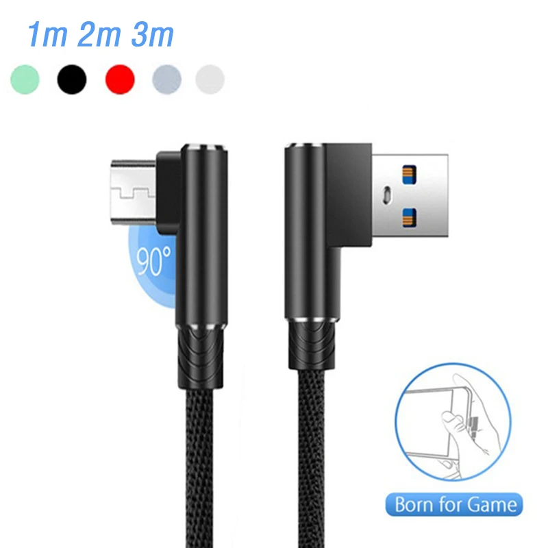 Micro Usb 90 градусов правый угол кабель Microusb 3 м 2 1 длинный зарядный для передачи