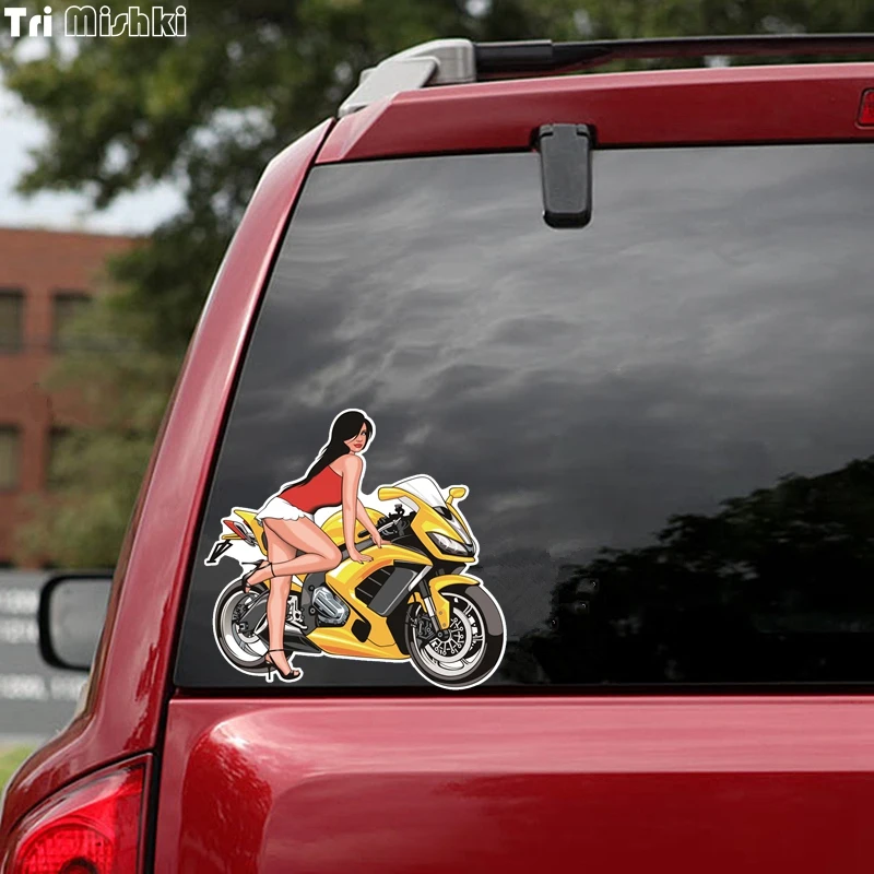 Tri Mishki WCS717# 14x15cm sexy girl biker motorcycle colorful car sticker funny auto automobile stickers | Автомобили и