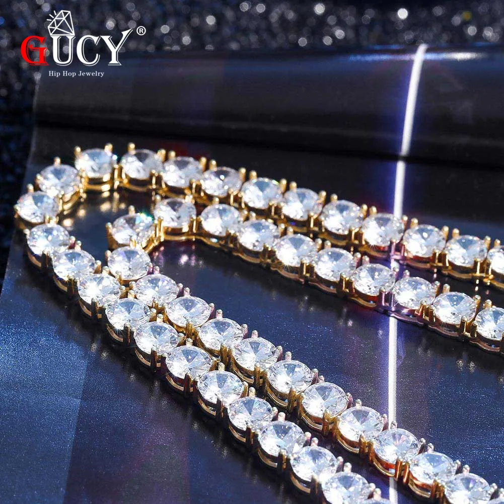 GUCY новый 925 пробы серебро 4 мм 6 Для Мужчин's Цепочки и ожерелья Bling CZ льдом в духе