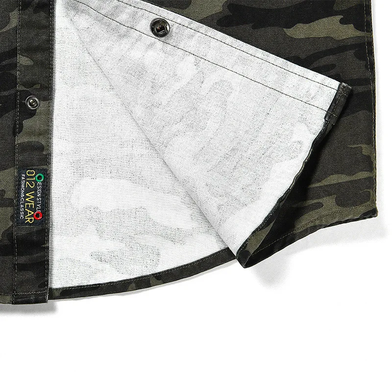 New men's clothing tool camouflage jacket lapel top pocket tooling wind young fashion casual denim shirt WL-45-555730184589 | Мужская