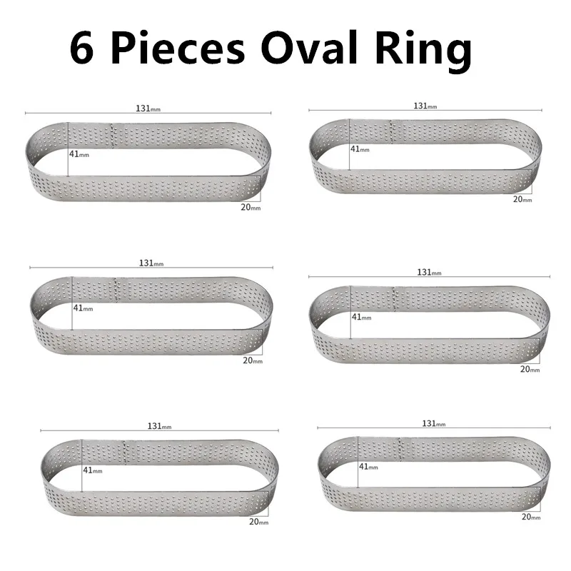 6PCS Oval Ring SHENHONG несколько стилей пирожное кольцо формы для торта силиконовая форма для выпечки Формы Для Выпечки Кондитерская сковорода украшение для выпечки - Цвет: 6PCS Oval Ring