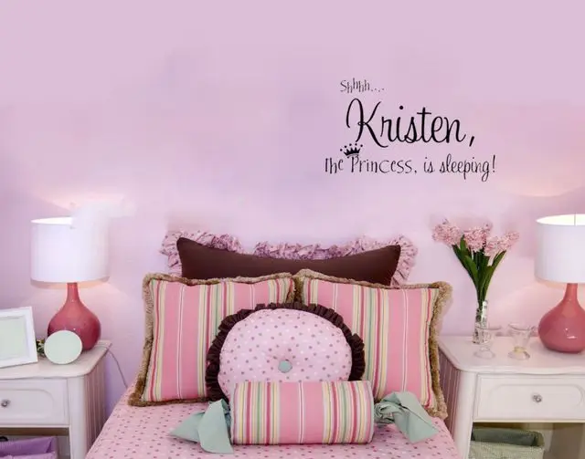 Персонализированные настенные наклейки с изображением принцессы декор для