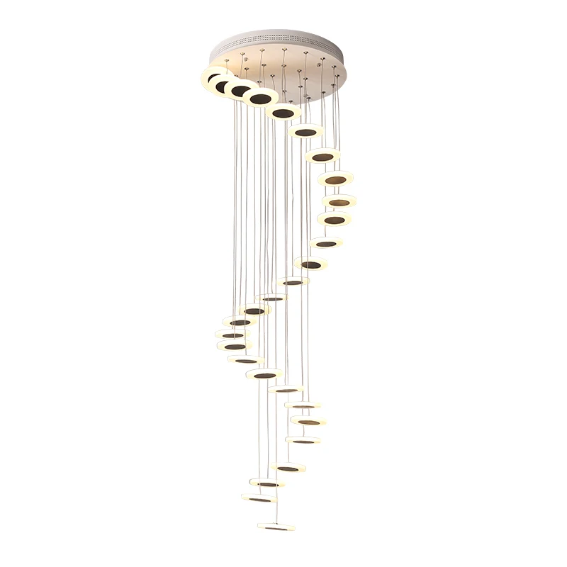 

Long Spiral Staircase Chandelier Nordic Villa Hotel LED Hanging Lamp Creative Personality Large Chandelier Light Fixtures