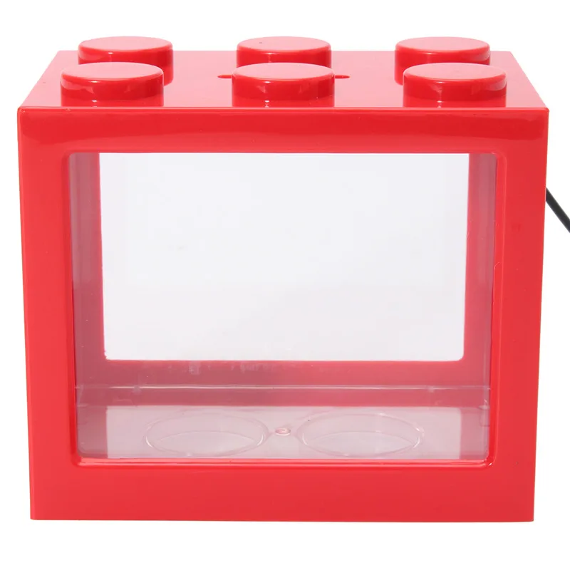 Red USB мини светодиодный ящик для аквариума, прозрачный акриловый аквариум, офисное украшение для рабочего стола, креативные строительные блоки - Цвет: Red