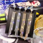 2020 корейские Очаровательные Кристалл, Длинная кисточка серьги для женщин Стразы Эффектные серьги женские свадебные украшения XH