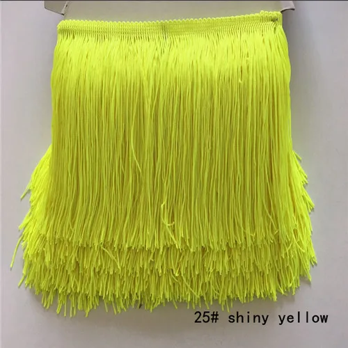 25 shiny yellow SASKIA 10 метров 15 см длинная кружевная обрезанная лента Материал отделочная кисточка швейная одежда Diy латинское платье занавеска ткань аксессуар - Цвет: 25 shiny yellow