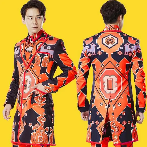 S-6XL!!!2022 Fashion men Stage clothes shirt ruslana korshunova doodle dj male suit costume | Мужская одежда