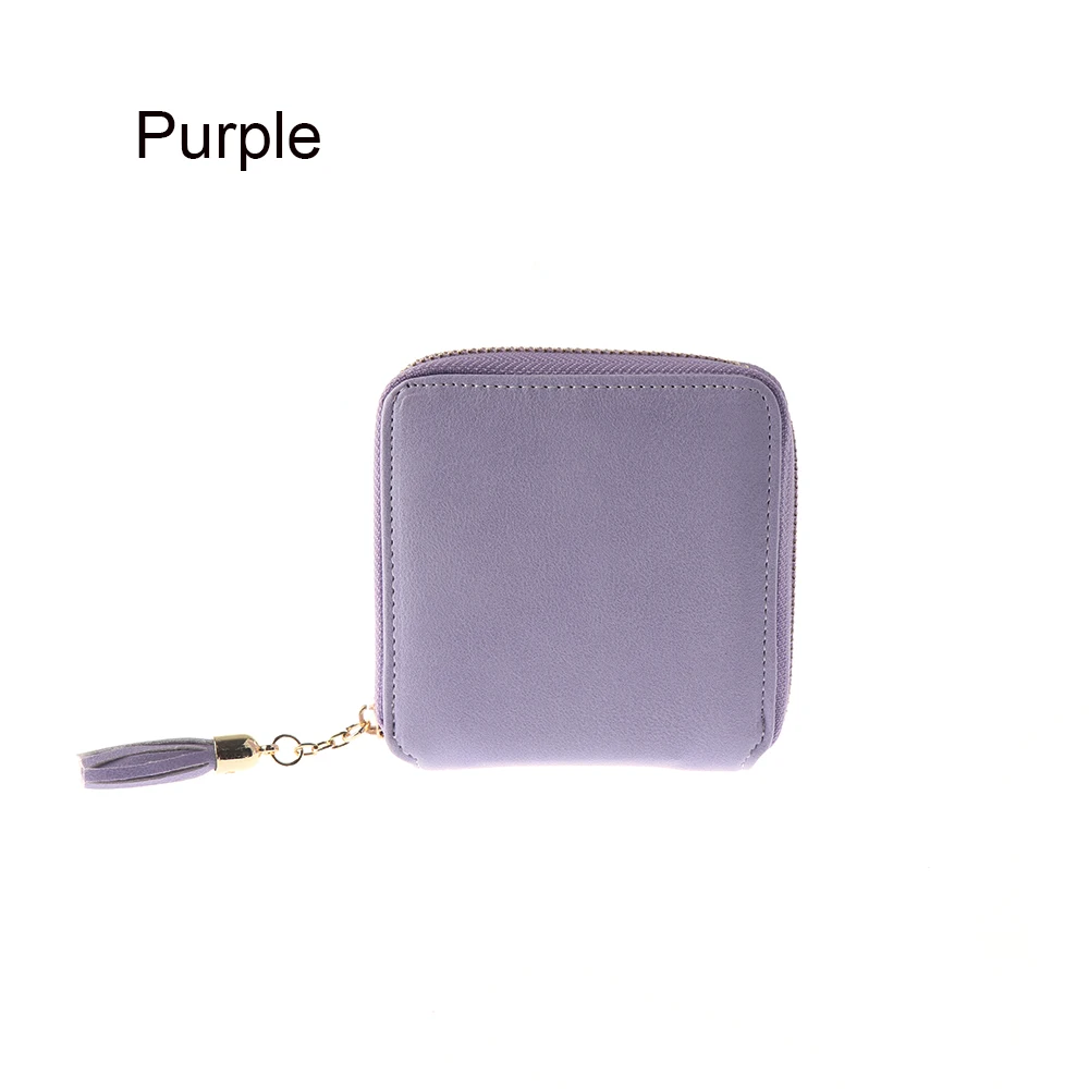 Purple 1 шт. практичный и Модный женский кожаный маленький мини-кошелек, держатель для карт, кошелек на молнии для монет, клатч, сумочка-клатч - Цвет: Purple
