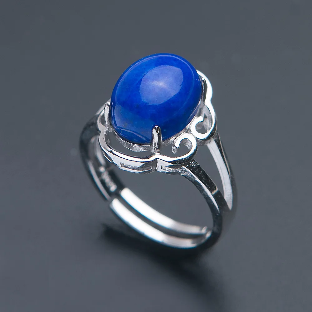 Кольцо из серебра 925 пробы с лазуритом Размеры 11x9 мм