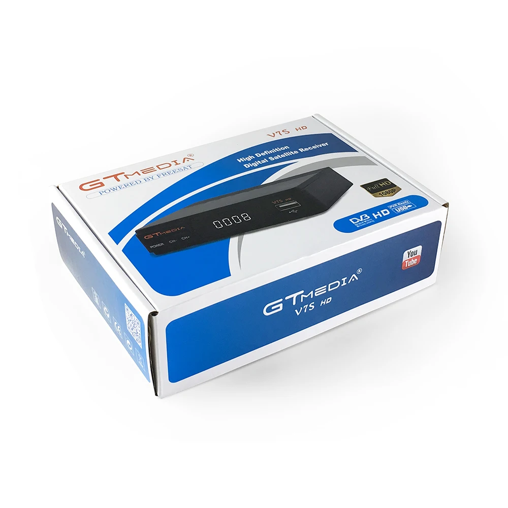 Gtmedia V7S 5 шт. Бесплатная sat V7s HD с USB Wifi DVB S2 спутниковый ТВ приемник Поддержка PowerVu Biss