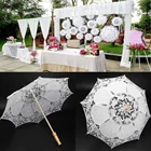 Модный хлопковый зонт от солнца с вышивкой, белый кружевной зонт цвета слоновой кости для свадебного декора, реквизит для фотосессии