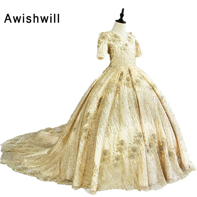 

New Arrival Vestidos Ninas 2020 Robe de Soiree Enfant Fille Short Sleeve Ball Gown Princess Pageant Dress for Gilrs Dress Party