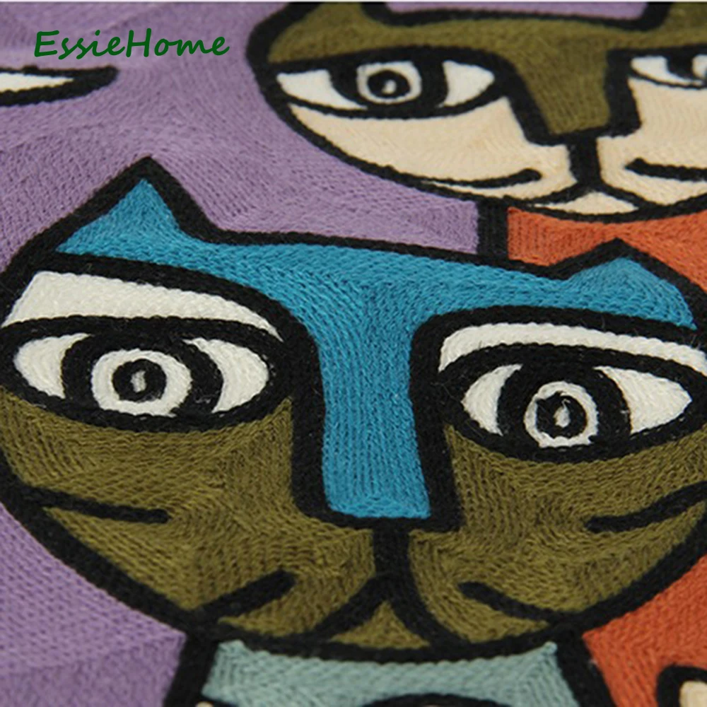 ESSIE HOME Full Embroidery Chain 18" High End Picasso Abstract Paintings Cushion Cover Red Blue Throw Pillow Case | Дом и сад