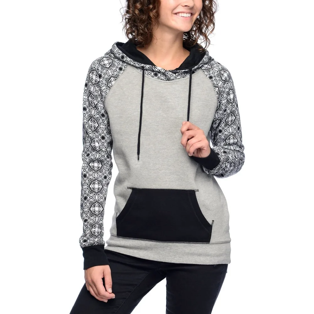 Модные женские туфли в стиле пэчворк пуловер с капюшоном свитер карманами|sweatshirts