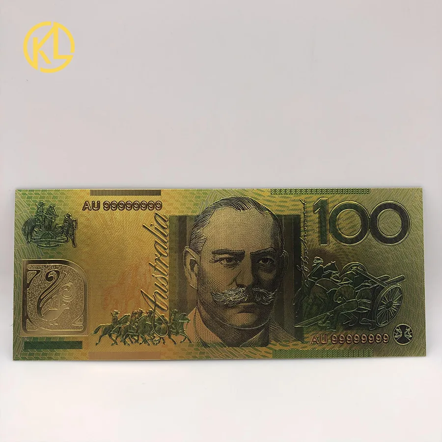 1pc Австралийский 100 долларовая Золотая банкнота покрытием красочные AUD100