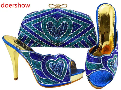 doershow African Shoe and Bag Set for Party In Women Italian Matching sky blue Sets!HH1-6 | Обувь