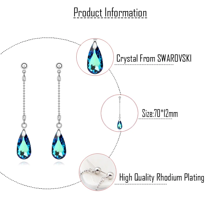Malanda бренда 2017 сексуальное воды кулон кристалл от Swarovski Loog Серьги для Для женщин